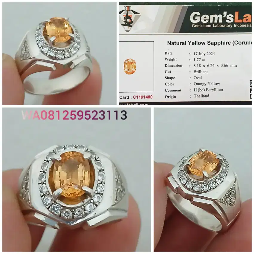 Yellow Sapphire Thailand 1.77cts Kristal Quality