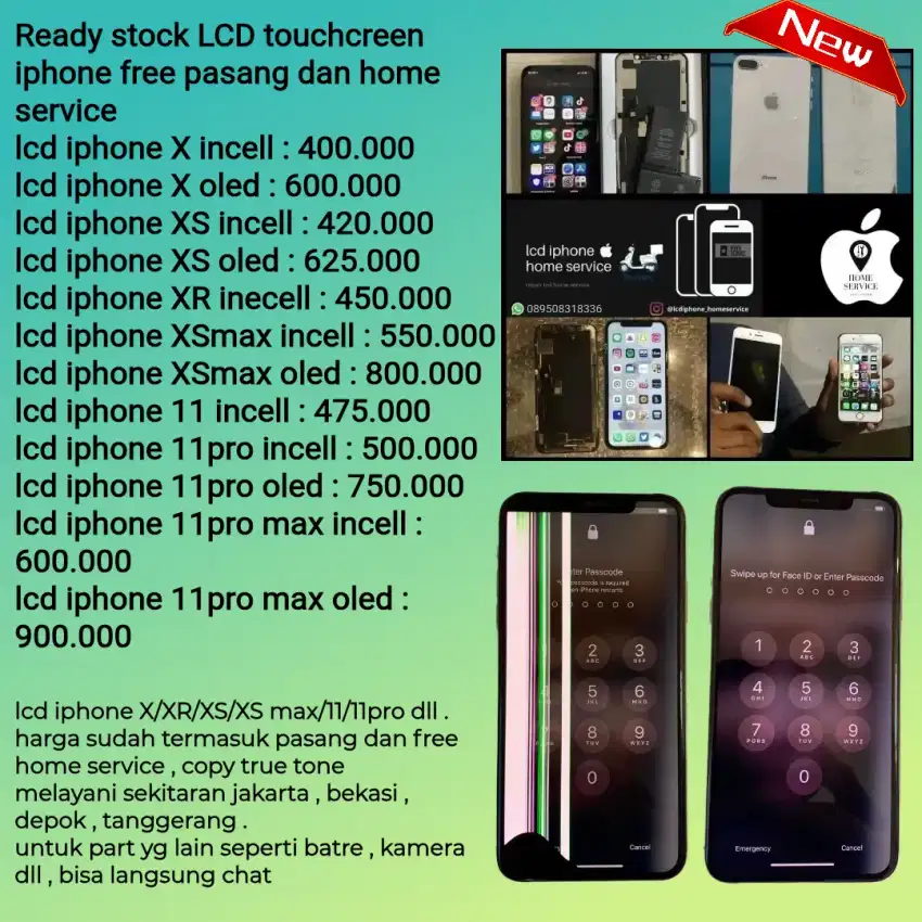 ready lcd iphone x xs xr xsmax 11 11pro free pasang