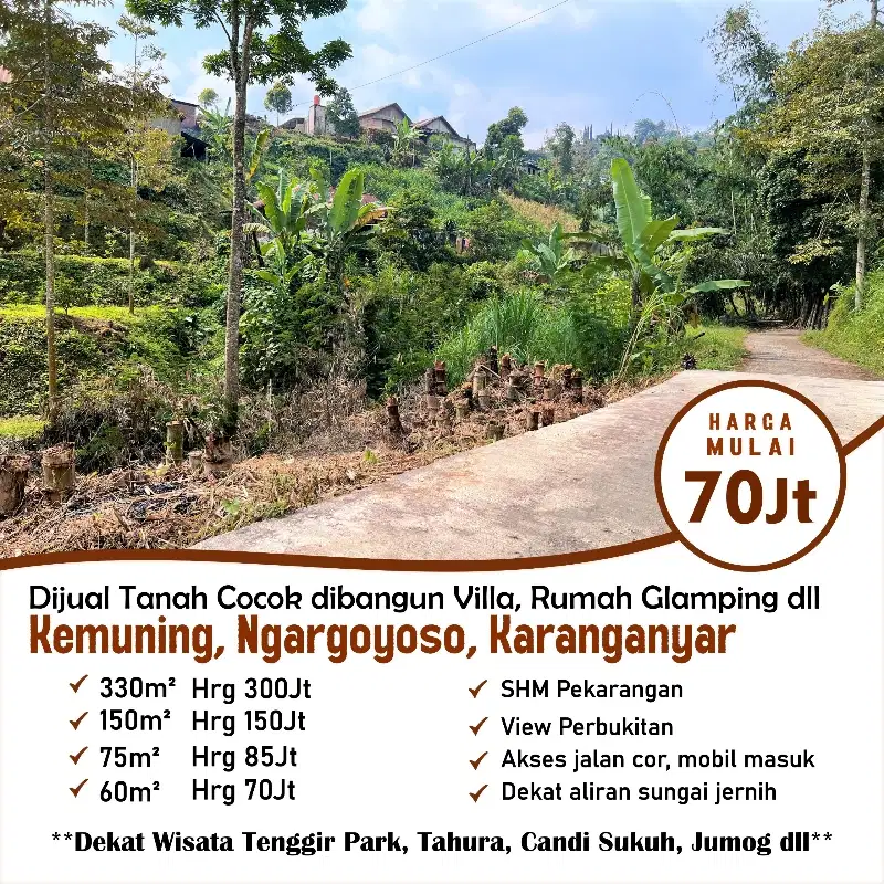 Dijual tanah cocok dibangun vila atau hunian dikemuning