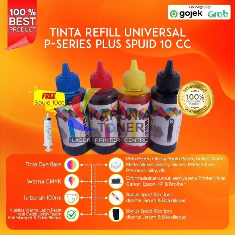 TINTA HP CMYK 100ML ( 1 SET 4 WARNA ) tanpa free spuid Berkualitas