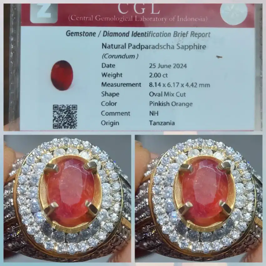 Natural Padparadscha Sapphire Tanzania No heated