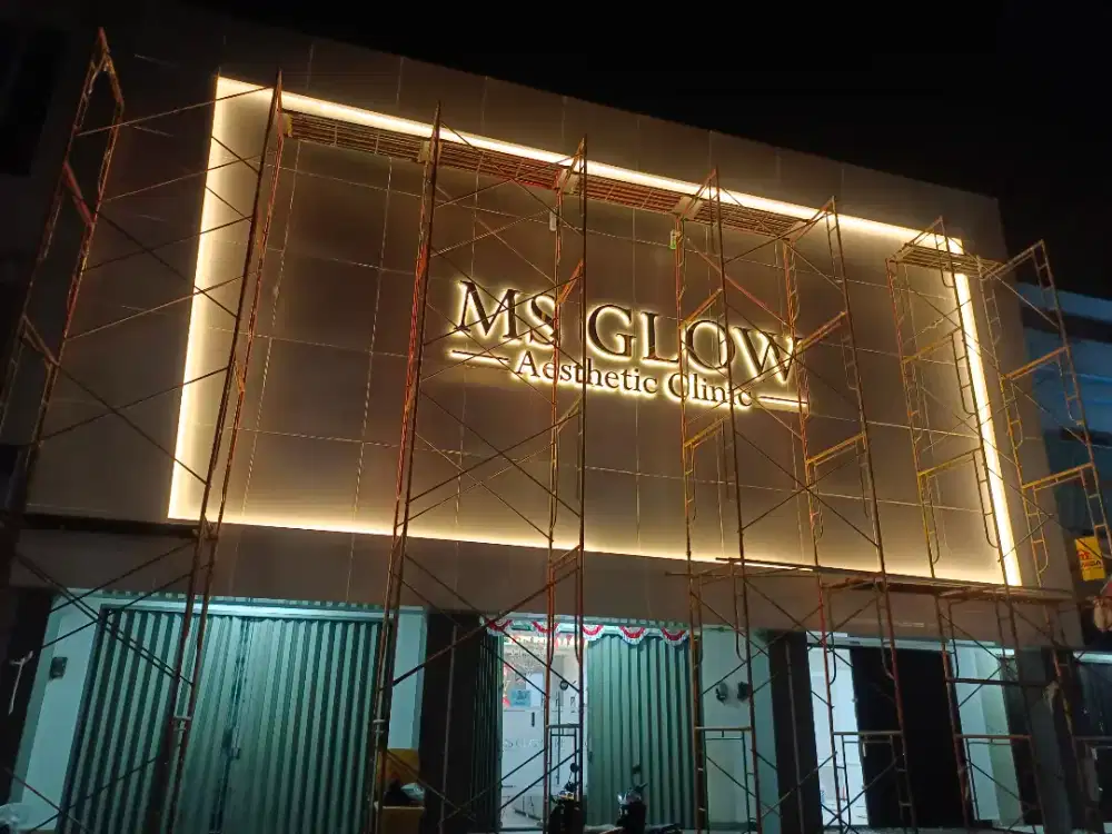 ACP Panel Fasad. Lettersign. Outdoor Signage. Huruf Timbul. Facade