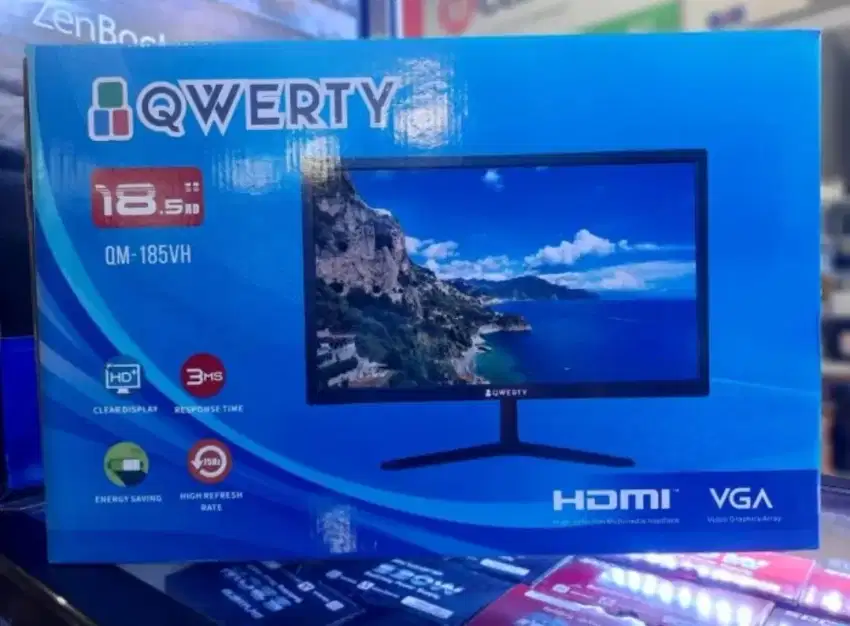 MONITOR LED QWERTY 19 INCH HDMI + VGA HD GARANSI 1 TAHUN