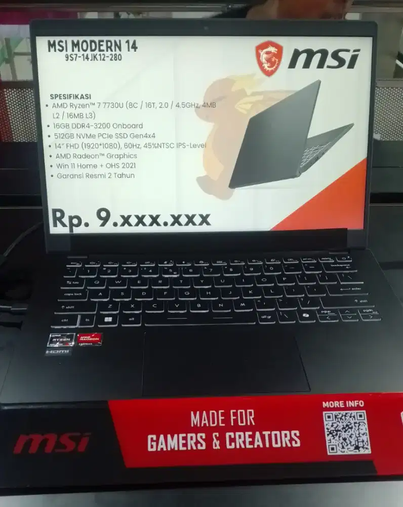 Kredit Laptop MSI Gamers, Creators