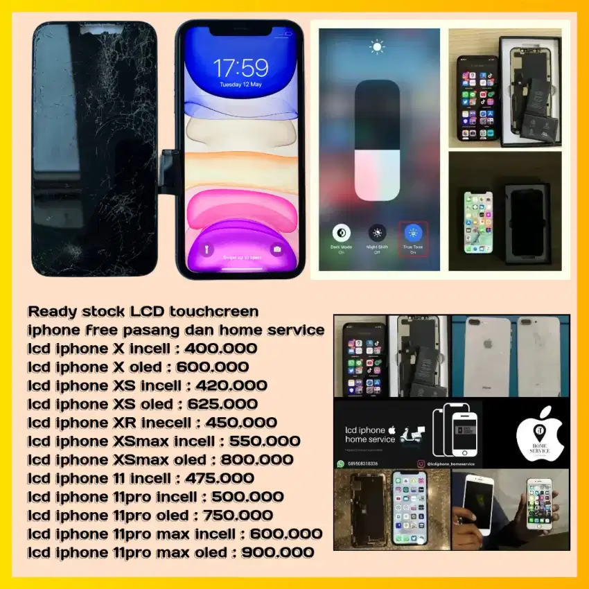 lcd iphone x xr xs xsmax 11free pasang dan copy true tone