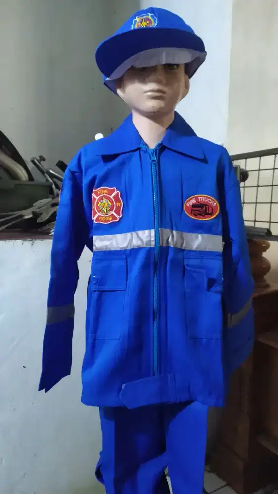 Baju Karnaval Profesi Damkar Anak Size 6 Biru