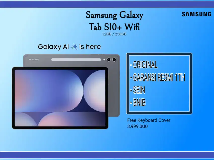 Samsung Galaxy Tab S10+ Wifi Free Keyboard dan Fit 3