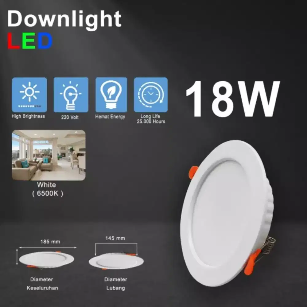 LAMPU DOWNLIGHT 18 WATT  LED PLAFON/ASLI FULL TERANG