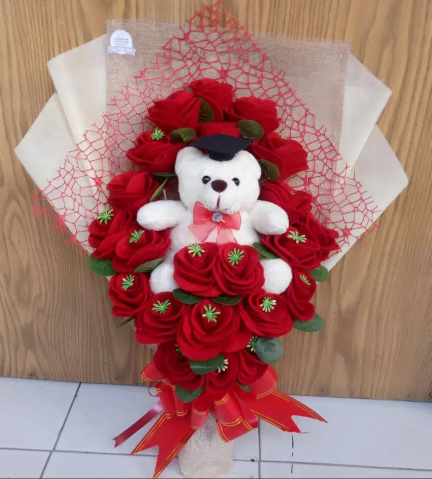 Buket Bunga Mawar Dan Boneka Hadiah Wisuda, Ulang Tahun, Pernikahan