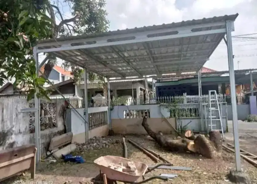 Kanopi teras rumah baja ringan atap galvalum pasir murah terpasang