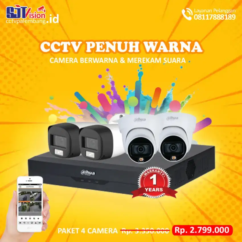 [PROMO] CCTV 4 Camera Dahua Fullcolor Audio Plus Pasang