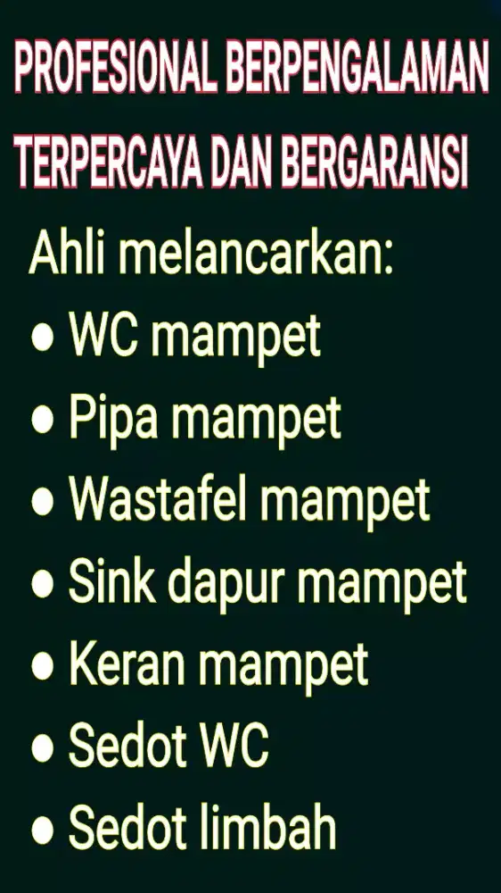Ahli Mengatasi Pipa Saluran Air Got Buntu & Perbaikan WC Toilet Mampet
