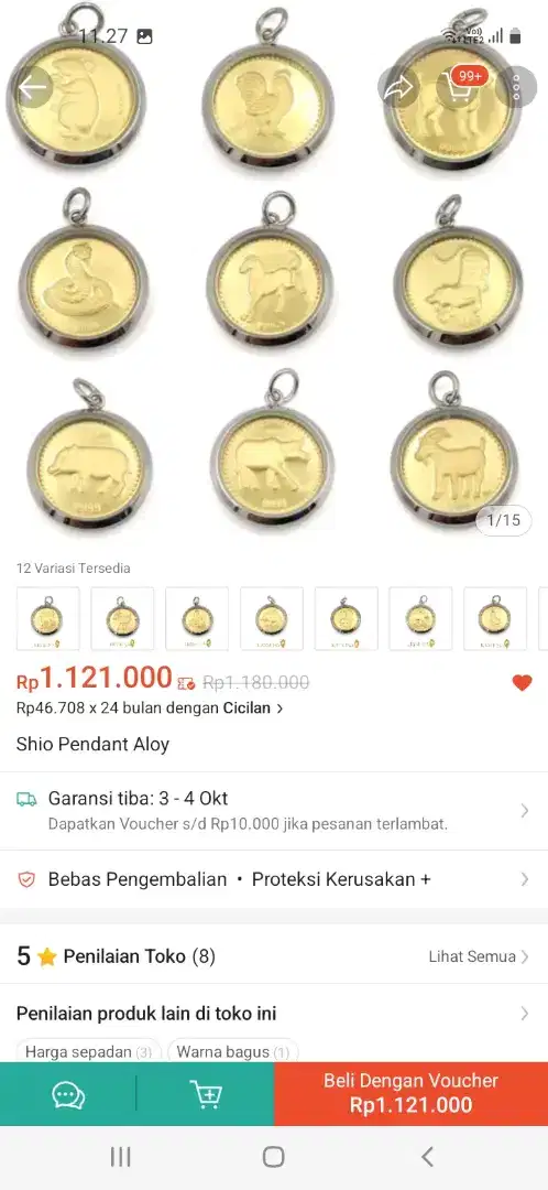 Dijual 1 kalung dengan liontin shio macan