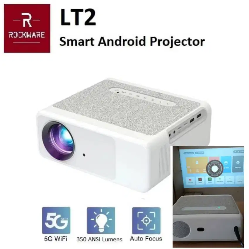 Like New - Rockware LT2 Smart Projector Android 9 Digital Focus