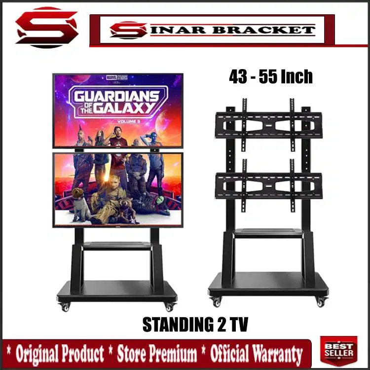 bracket braket tv standing 2 tv untuk ukuran 43 49 50 55 inch