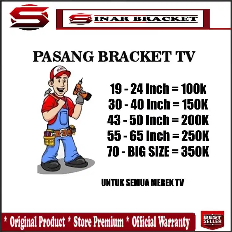 Jasa Pasang Bracket Pemasangan bracket tv 32 - 100 Inch