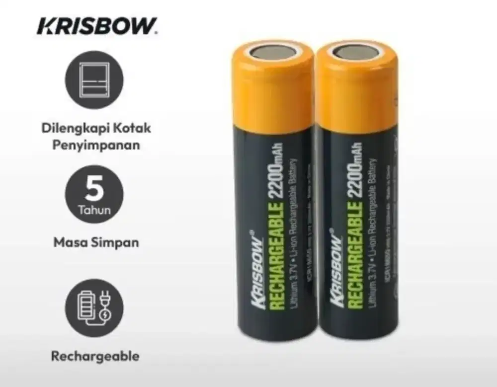 Baterai 18650 Rechargeable 2200 Mah Ace Krisbow 1 set (2pcs) + box