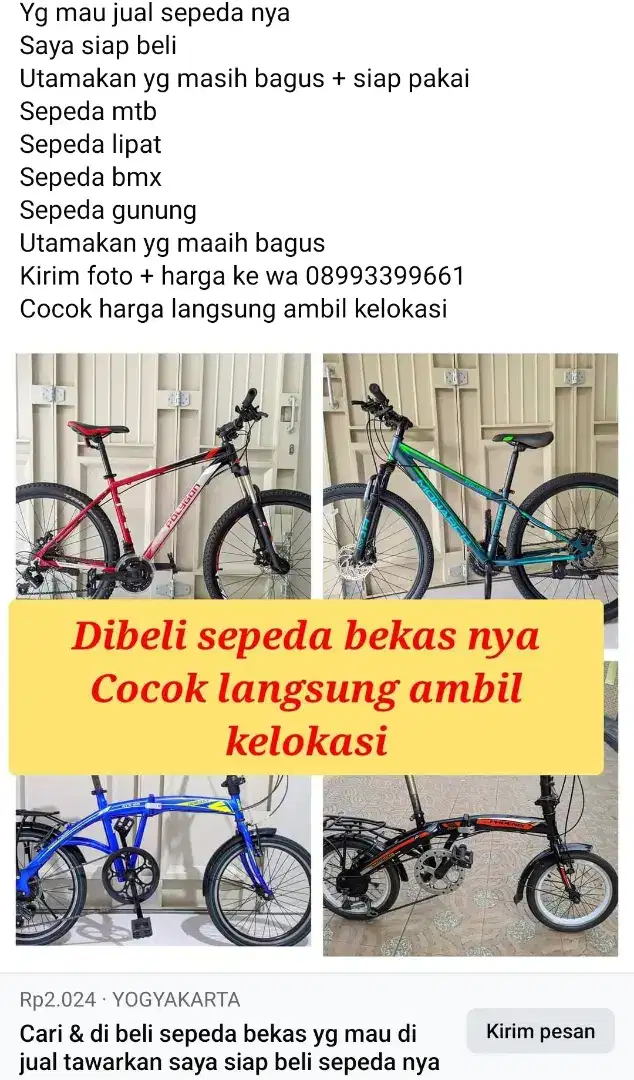 Cari & di beli sepeda bekas tak terpakai siap ambil kelokasi