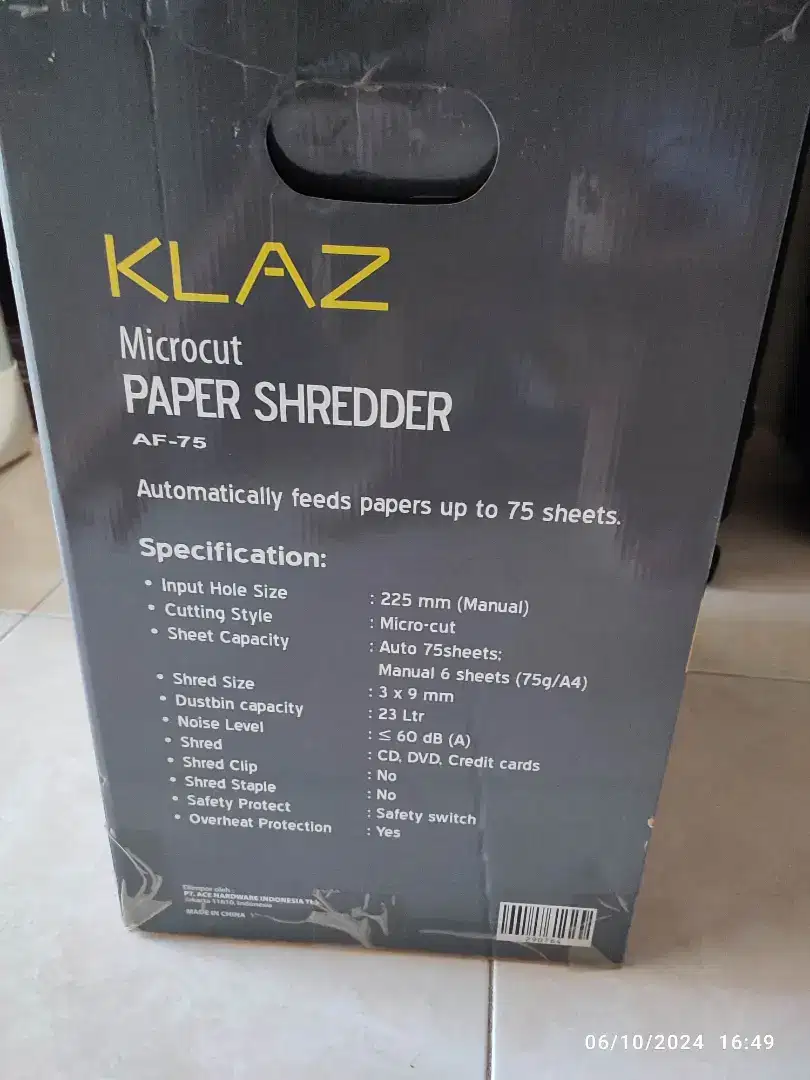 Penghancur kertas paper Shredder penggiling kertas Klaz af-75