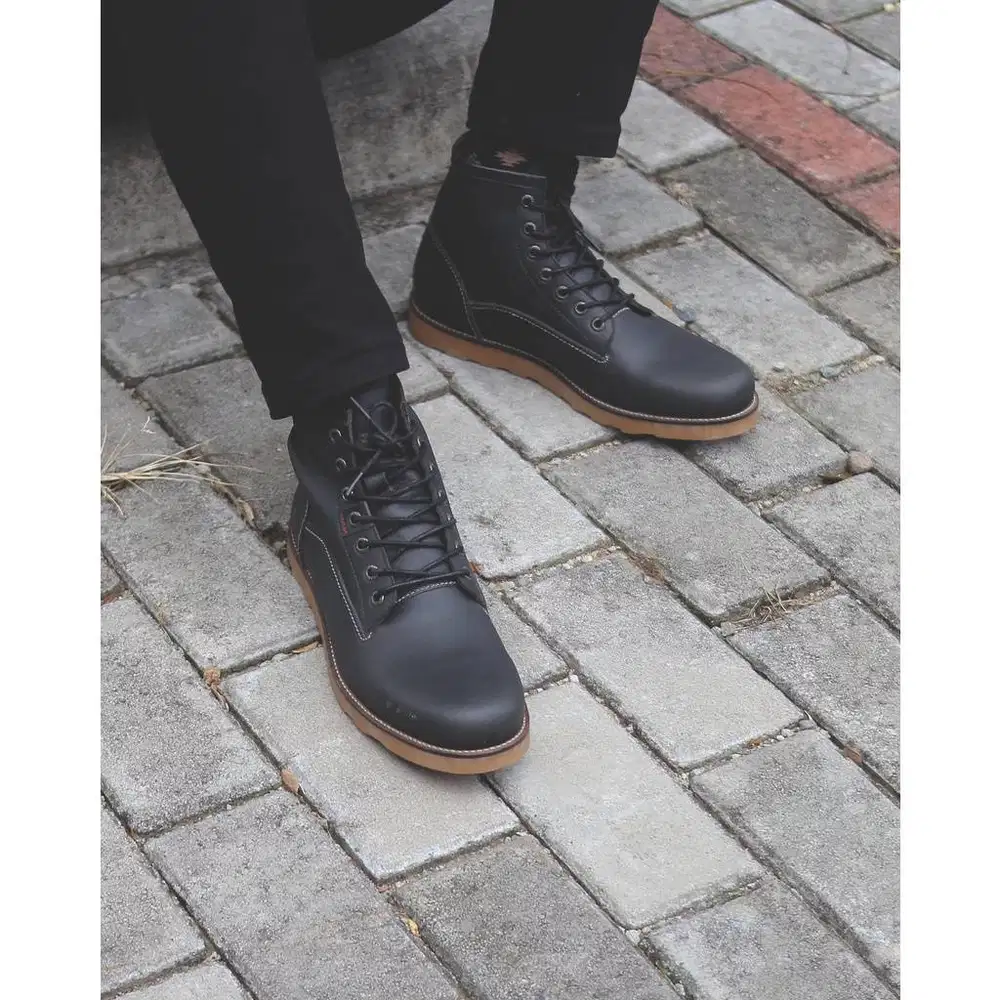 Sepatu Boots Pria Kulit Asli Anchor Hitam