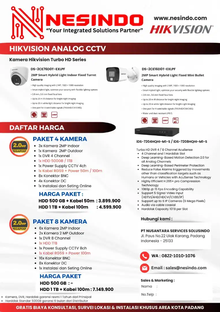 Paket Kamera CCTV Analog Hikvision