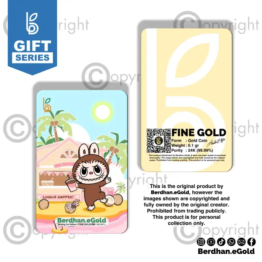 Labubu hadiah kartu emas gold card gift 24k koleksi