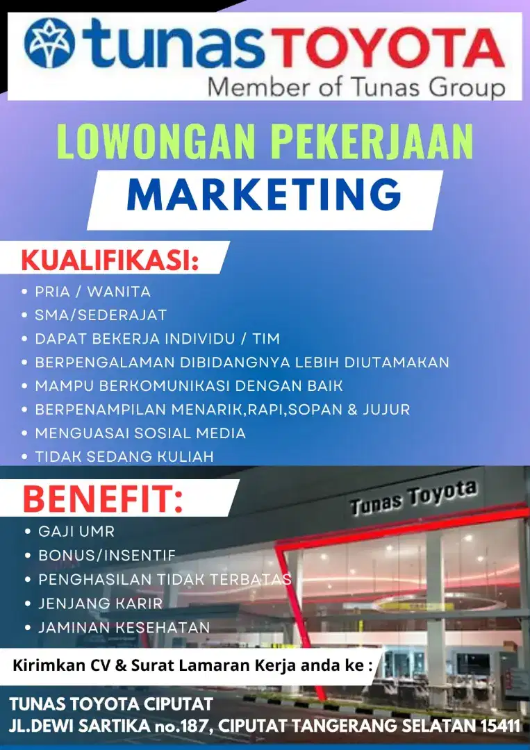 Dibutuhkan Marketing Mobil Baru Toyota