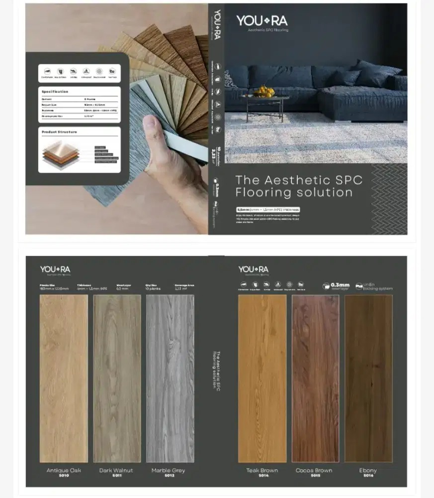 LANTAI SPC MOTIF KAYU Tebal 5.5mm Youra