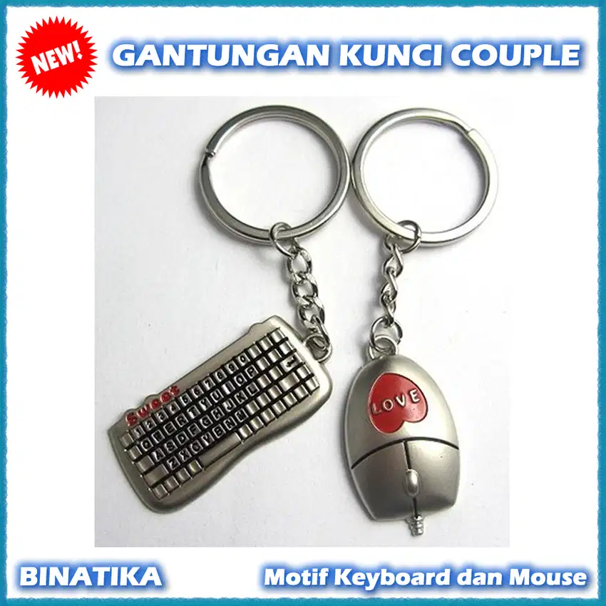 Gantungan Kunci Couple Keyboard Mouse Metal Sepasang Anti Luntur