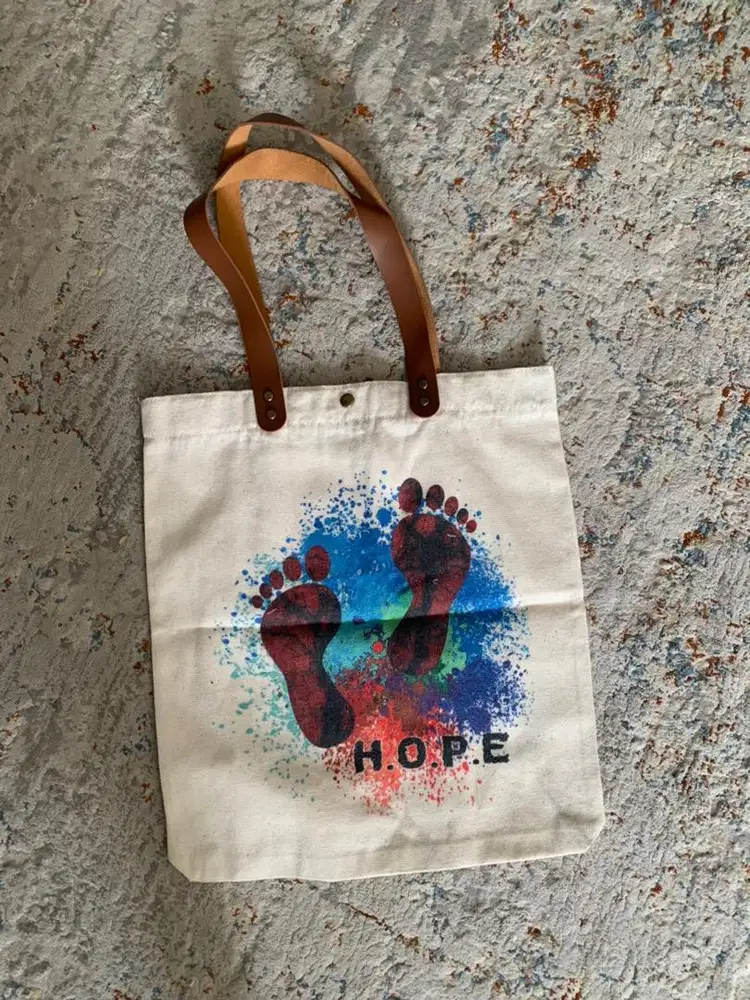 Totebag Canvas Tali Kulit Premium