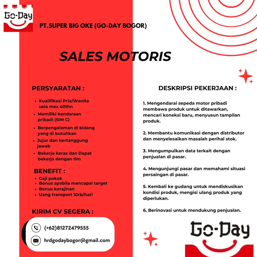 lowongan pekerjaan SALES MOTORIS