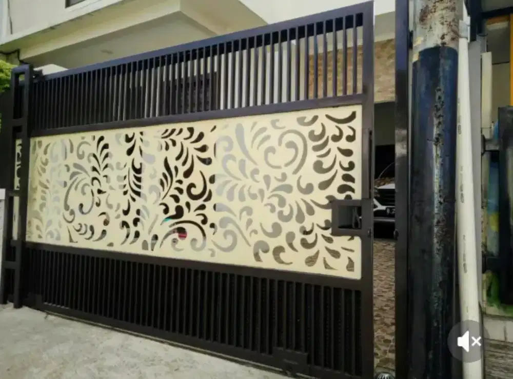 Pagar gerbang pelat cutting leser mewah bahan besi galvanis