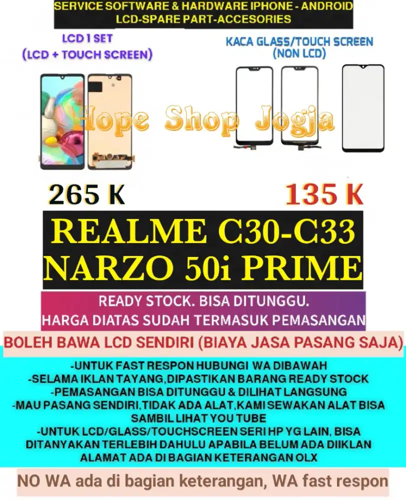 Service HP/Touchscreen-Baterai/LCD REALME C30-C33-NARZO 50I PRIME
