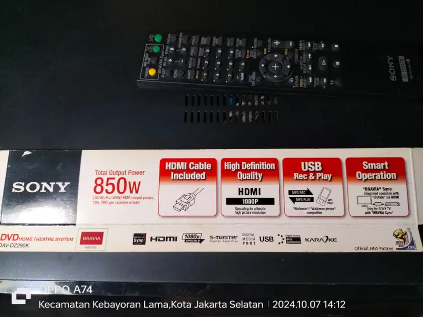 DVD Home theatre system  Sony dav-dz290k  hanya unit remot