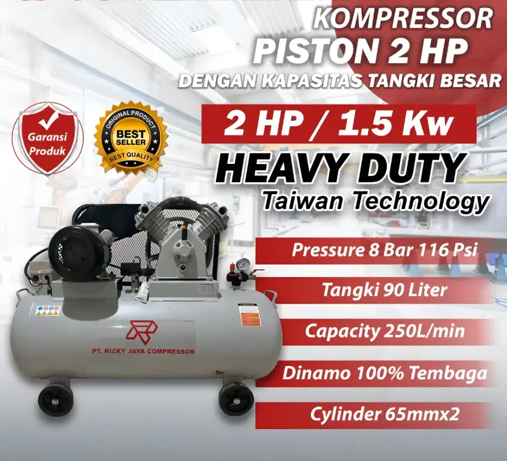 KOMPRESSOR ANGIN PISTON Heavy Duty 2 HP 1.5 KW Tangki Besar