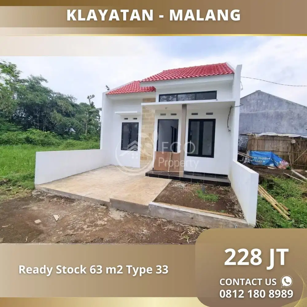 Rumah Ready Stock 63 Type 33 Klayatan Malang