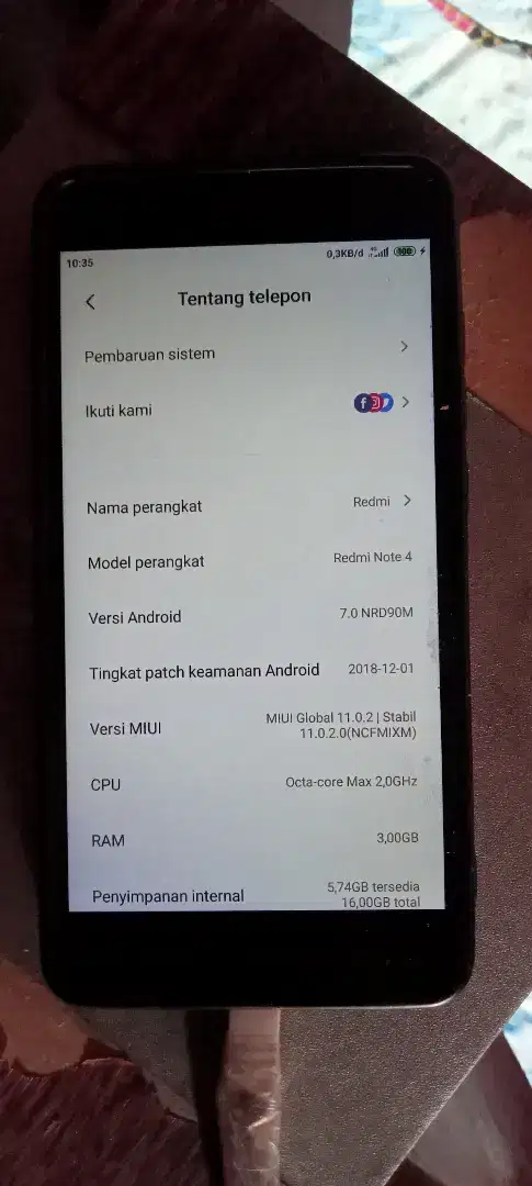 Di jual hp xiaomi redmi note 4x