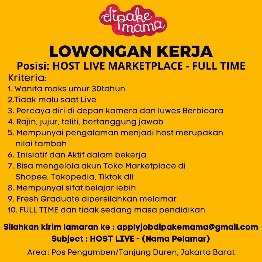 LOWONGAN KERJA HOSTLIVE