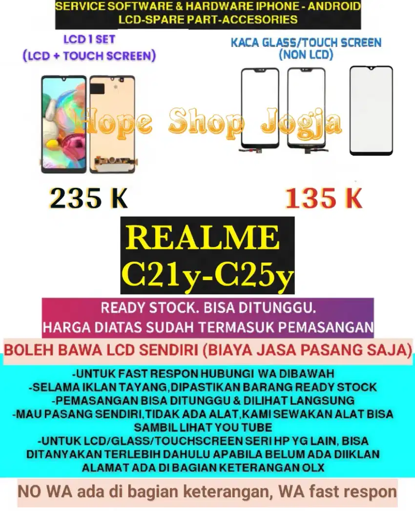 Service HP/Ganti Touchscreen-Baterai-LCD Realme C21Y-C25Y