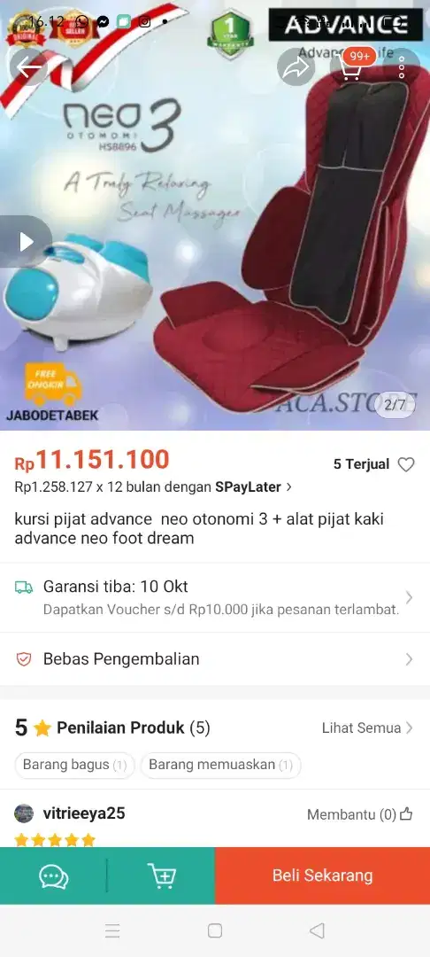 Kursi pijat advance