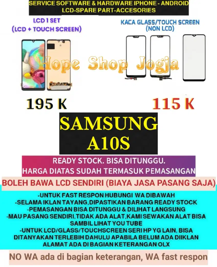 Service HP-Ganti Touchscreen-Baterai-LCD Samsung A10s