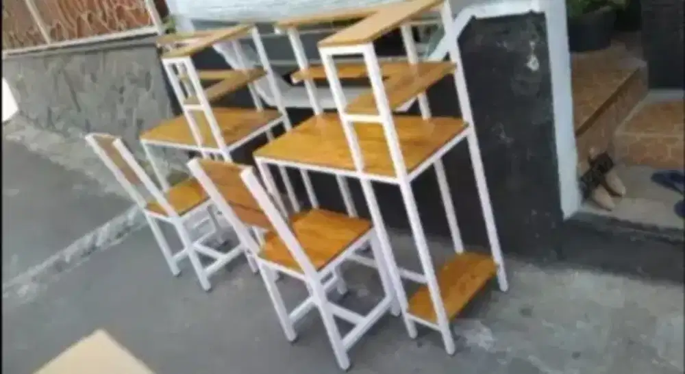 Meja kursi besi jati Belanda custom