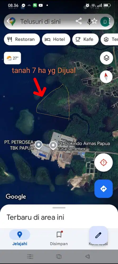 Jual tanah di pinggir Laut