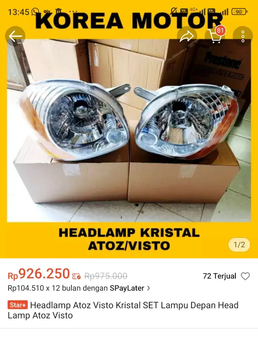 Lampu depan hyundai atoz