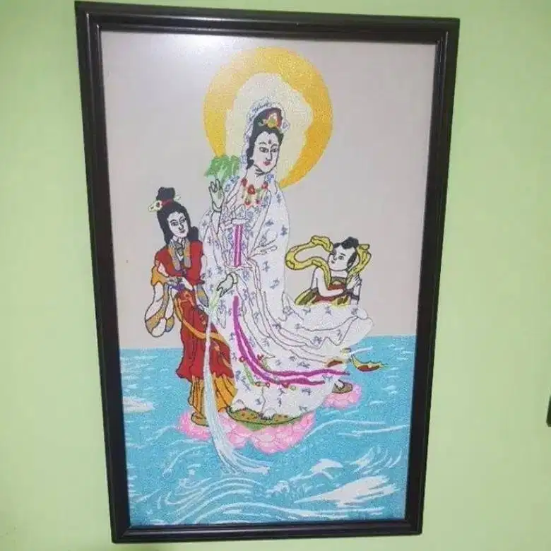 3set sulaman benang lukisan kwan im, cai sen ye, ikan preloved