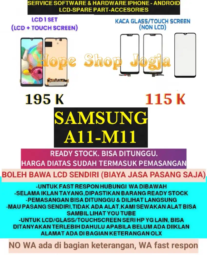 Service HP/Touchscreen/Baterai/LCD Samsung A11/M11 (sudah+pasang)