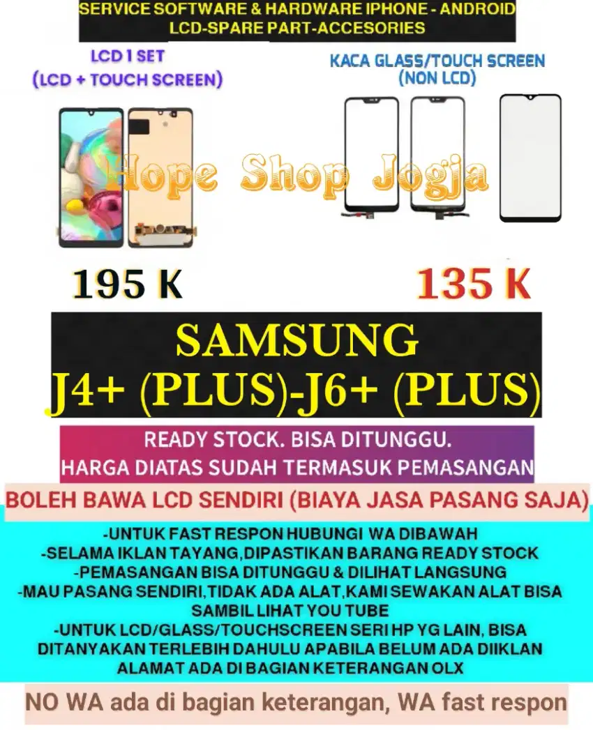 Service HP/Touchscreen/Baterai/LCD Samsung J4+/J6+ (plus)
