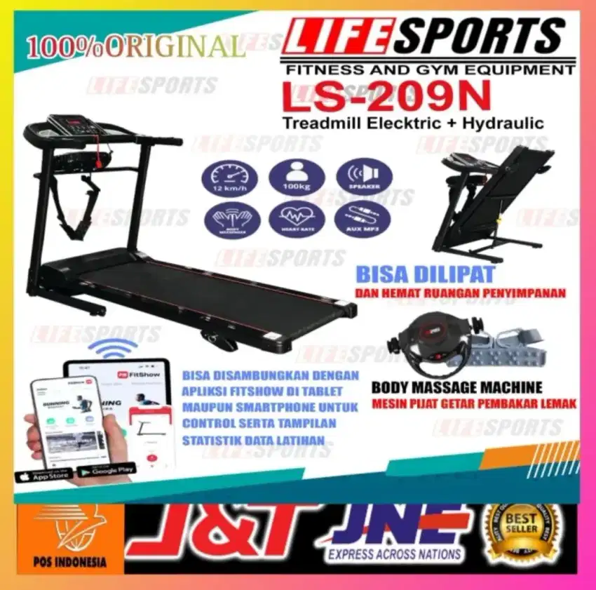 Treadmilll Elektrik 2 Fungsi  Life Sports LS 209N Hidrolik