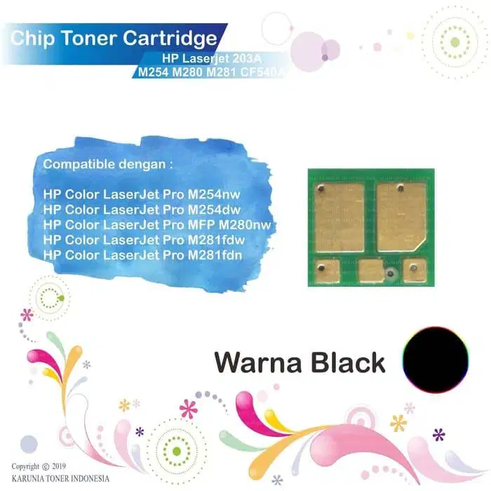 Chip Toner HP 203A M280 M281 M254 M254DN M280NW CF540A CF540 Black