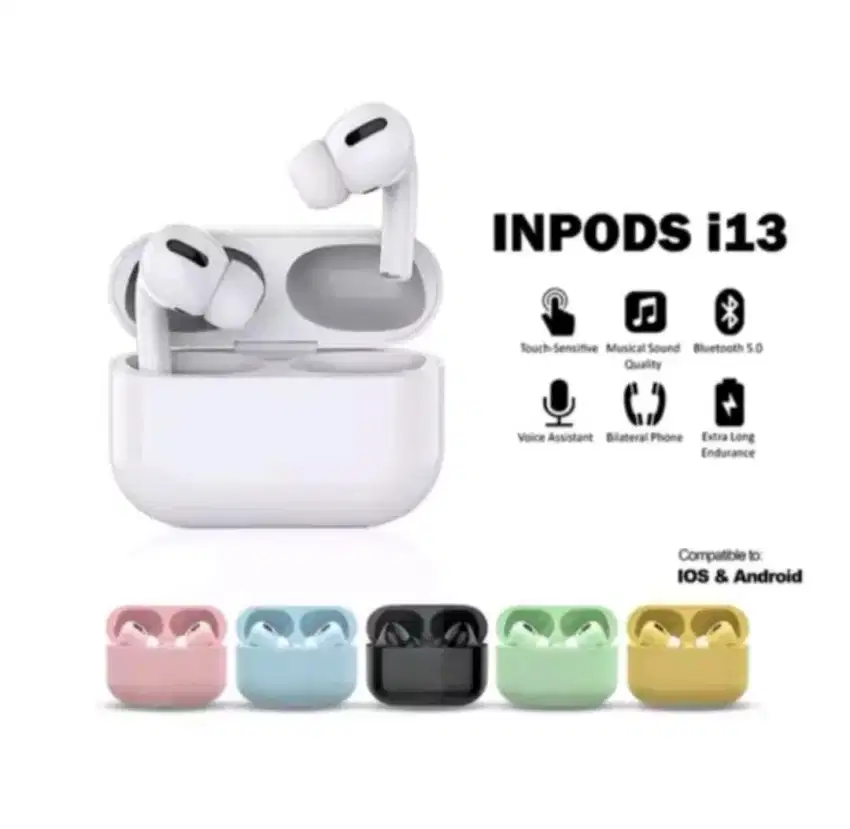 Headset Handsfree Earphone Wireless Bluetooth inpods i13 Pro TWS HiFi